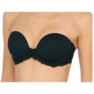 Natori 731023 Feathers Underwire Plunge Strapless bra black size 36DDD 36F